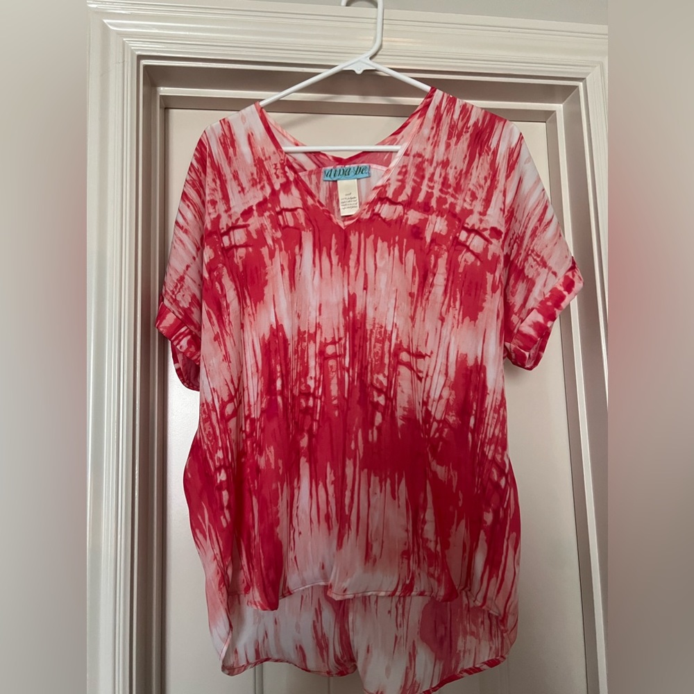 Red tie-dye blouse